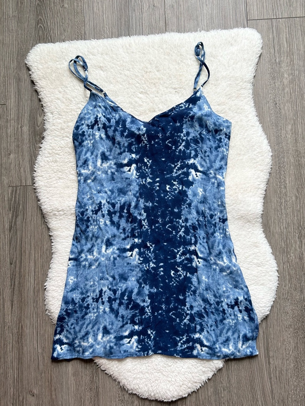 Reformation Blue Tie-Dye Seville Mini Cami Dress